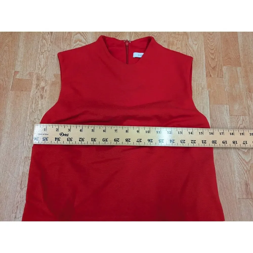 Diane Von Furstenberg Red Sleeveless Faux 2 piece Knee-Lenght Red Dress sz 2 - Picture 3 of 10